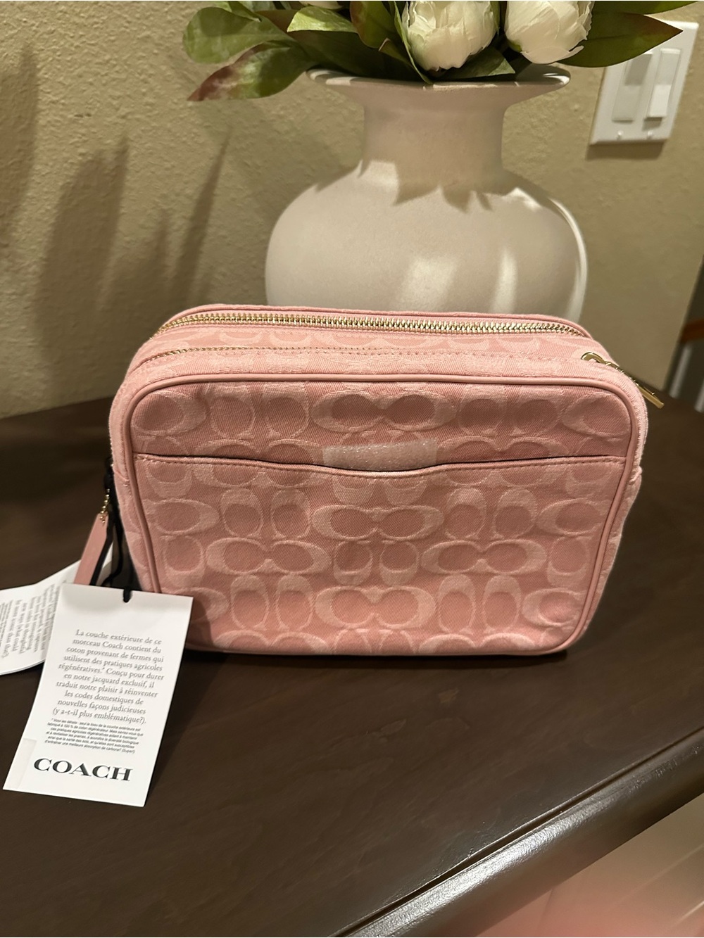 NWT Coach Carey in Signature Pink Denim